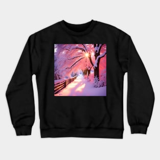 Hush, A Pink And Lavender Snowscape Crewneck Sweatshirt